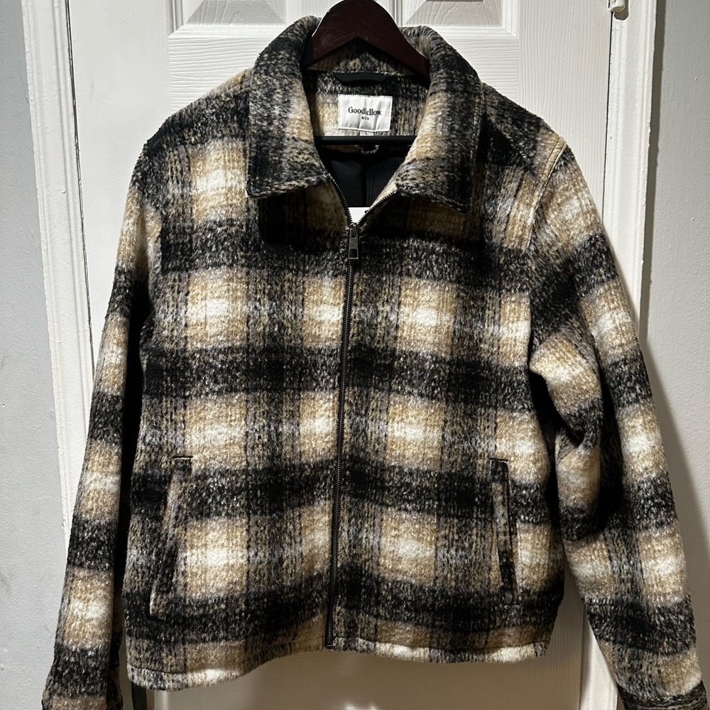 Goodfellow & Co Plaid Zip-Up Jacket in Black and Tan